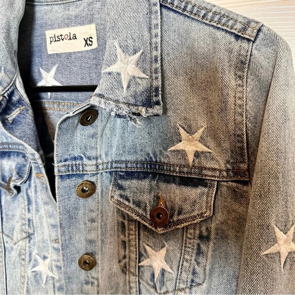 PISTOLA‎ BRANDO STAR EMBROIDERY DENIM JACKET - ZODIAC XS - Picture 4 of 16